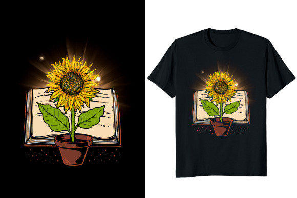 Book and Sunflower Graphic T-shirt: A Design That Tells a Story