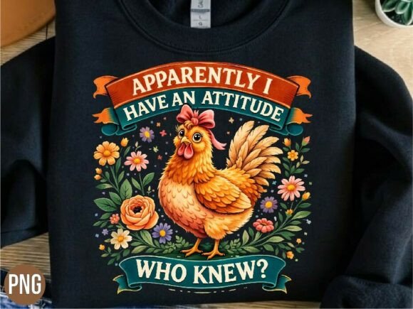 Funny Chicken Attitude Flower Graphic: A Bold Design Asset